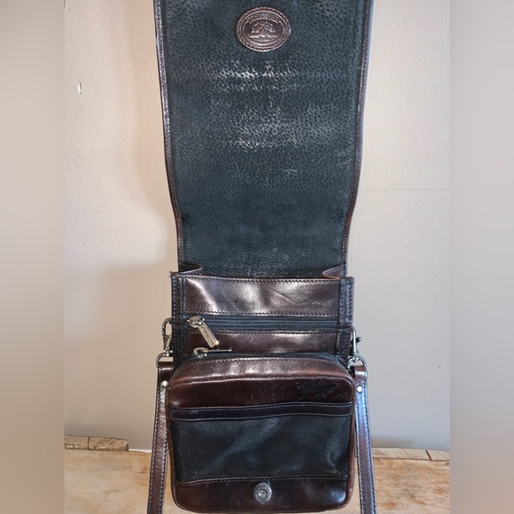 Tony Perotti Brown Leather Wallet Card Crossbody Bag - Picture 6 of 6